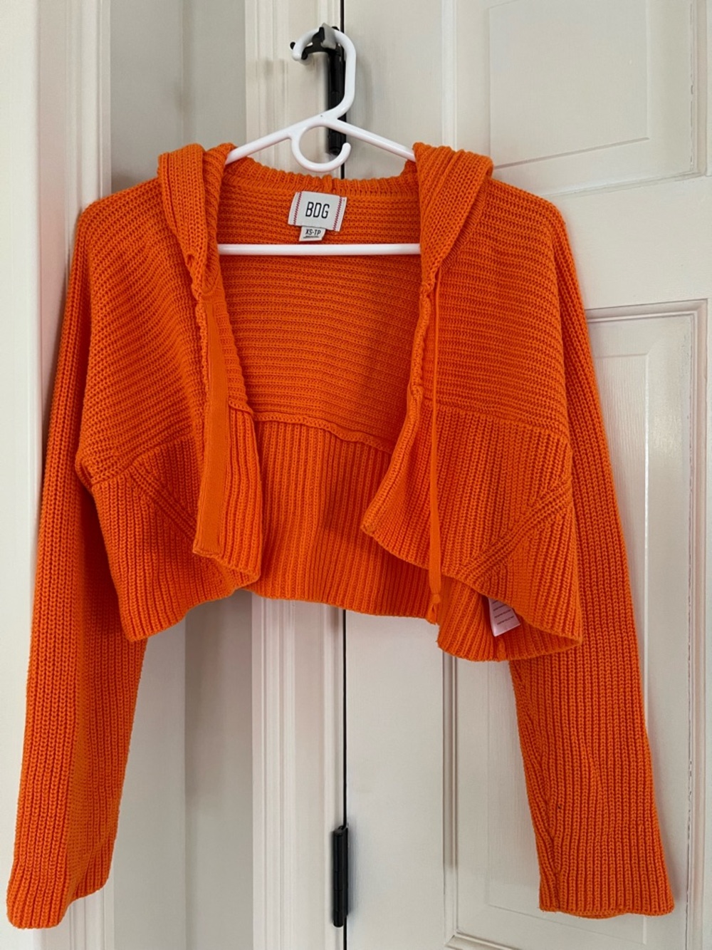 Urban Outfitters Cropped Hooded Sweater - Orange